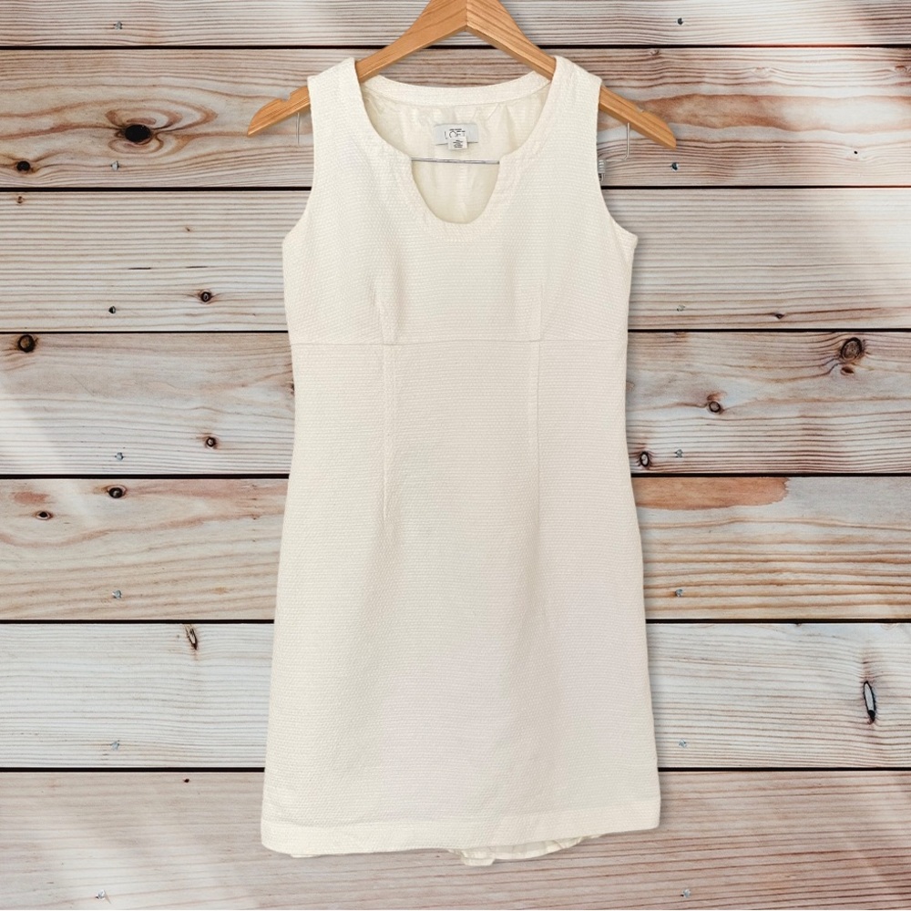 LOFT White Textured Notch Mini Dress